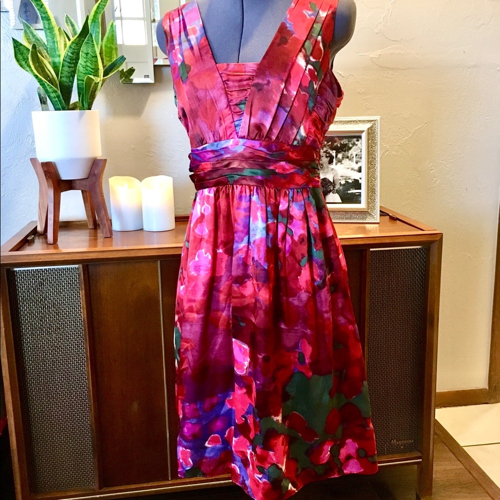 Banana Republic Red Silk Satin Dress